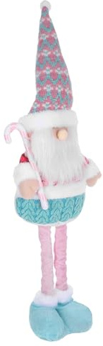 Uonlytech Statuetta di Babbo Natale con Gambe Telescopiche Decorazione Natalizia da Tavolo Figura Artigianale per Feste di Natale Stabile e Facile da Riporre