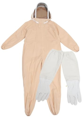 jojofuny One-piece Beekeeping Protective Suit Xxl with Integrated Veil and Random Color Gloves Breathable Full Body Coverage for Men and Women Apiculture Safety Clothing Random Color