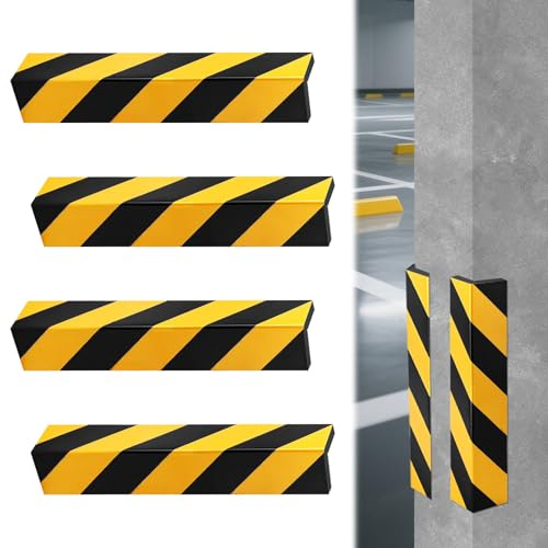 Kantenschutz Garage 40x10x1.5cm,4 Stück Schwarz & Gelb Reflektierend, Selbstklebender Schaumstoff Türschutz für Autotür Garagenwand Parkplatz