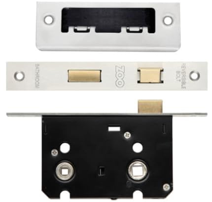 Euroart Mortice Bathroom Lock 2.5 - 57mm c/c in Stainless Steel Finish