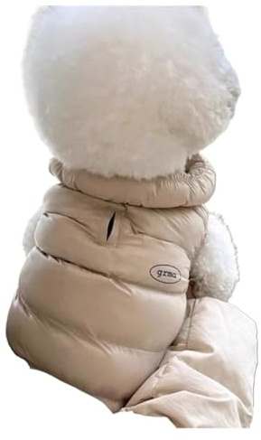 Robusta hundkläder, mjuk, varm vinterjacka, valpväst, vattentät dunrock för katter och katter, husdjursdräkter, chihuahua-tillbehör (beige, S)