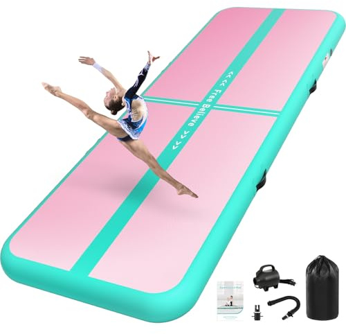 Sportbob Airtrack Matte 3/4/5/6/7m Länge, 10/15cm Dicke mit Luftpumpe | Sichere Landungen mit 10/15cm Dicke | 600W-Pumpe, Blitz-Aufbau | Fitness, Turnen | Drinnen & Draußen | Strapazierfähig