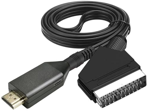 Scart to HDMI Converter with 1M USB Power Cable, 720P/1080P Audio Video Adapter Box, Scart Lead to HDMI Compatible with HDTV/STB/VHS/Xbox/PS3/Sky/DVD, Plug & Play for Clear Visual Experience