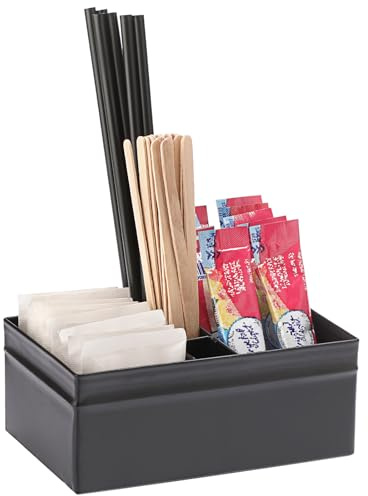 IGNPION Boîte à sachets de sucre, édulcorant pour sachets de thé matal, support pour touillettes Noir