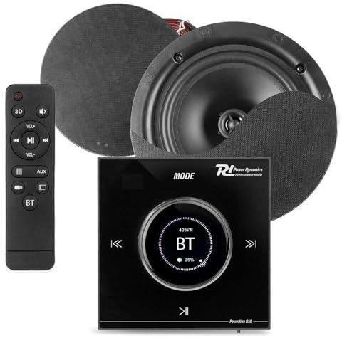 Power Dynamics B50B Kit Audio Encastrable BT avec Amplificateur Noir et Enceintes Plafond 2x25W - Noir