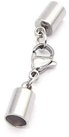 König Design Edelstahl Karabinerverschluss Schmuck Lederband-Armband-Verschluss 4 mm Silber - 3 Stück