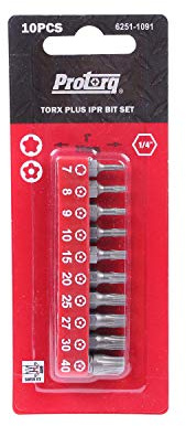 Protorq Torx Plus, lot de 10 embouts de sécurité inviolables à 5 points (IPR 7-IPR 40), acier S2 de haute qualité