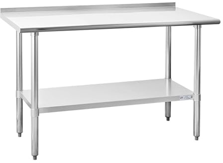 Hally Sinks & Tables H Stainless Steel Table for Prep & Work 24 x 60 Inches, NSF Commercial Heavy Duty Table with Undershelf and Backsplash for Restaurant, Home and Hotel
