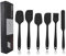 TOPSEAS Espátulas de Silicona,Utensilios de Cocina de Silicona,Set de 6 Espátulas Silicona,No Tóxico,Antiadherente,Resistente al Calor,Utensilios para Cocina y Horneado (Negro)