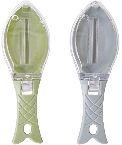 Fish Clean Scales - Fish Scale Scraper Remover Plastic Fish Scales Skin Cleaner Handle Skin Peeler with Clear Cover Kitchen Tools Gadgets Acceassories