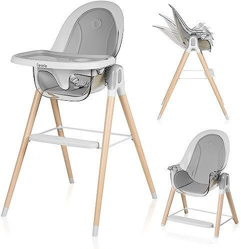 LIONELO Maya trona plegable, tronas de bebe 2 en 1, silla alta ajustable, pies antideslizantes, de 6 a 36 meses, cinturones de seguridad, capacidad de carga hasta 15 kg / 25 kg (White)