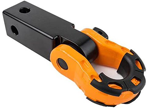 GearAmerica - Receptor de Enganche de Aluminio, grillete, Arandelas y Pasador, 5 x 5 cm, megagrillete de 16 T (MBS) y 8 T (WLL), Muy Resistente, Remolque y recuperación Todoterreno, Negro y Naranja