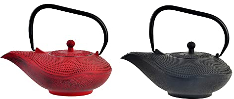 LE PETIT CAPORAL Théière noire en fonte style oriental , theiere avec infuseur , 21X16X12 1000 ML.
