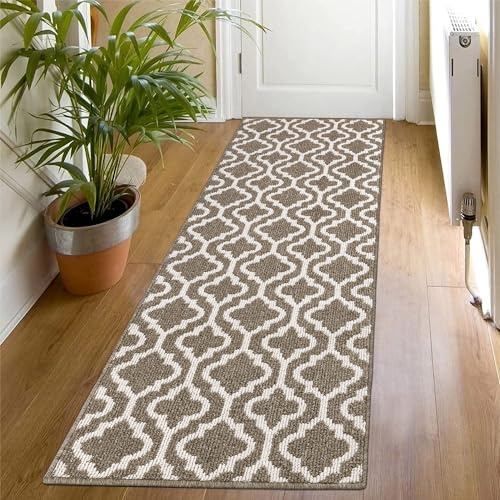 SHACOS Tappeto/passatoia 60 x 180 cm, tappeto da cucina, passatoia antiscivolo, per corridoio, corridoio, tappeto lungo per esterni, lavabile e antiscivolo (marrone)
