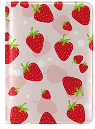 Erdbeerrot Polka Dot Pink Reisepass Reisepasshülle Ausweis Hülle Echtes Leder Hülle Schutzhülle für Reisen Männer Frauen