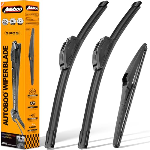 AUTOBOO 26+16 Windshield Wipers with 12 Rear Wiper Blade Replacement for Toyota RAV4 2019 2020 2021 2022 2023-2025,Mazda 5 2015 2014 2013 2012 2011 2010-2006 -Original Factory Quality (Pack of 3)