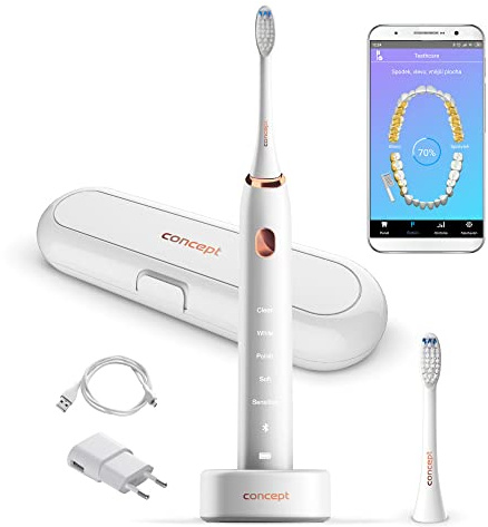 CONCEPT ZK5000 SONIC SCHALLZAHNBÜRSTE MIT PERFECT SMILE APPLICATION UND AUFLADUNG REISEETUI, WEISS