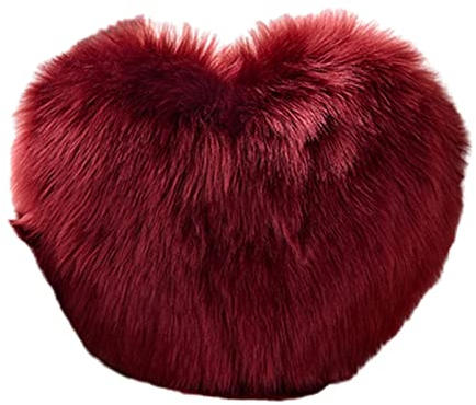 Reheyre Plüschkissen Herzform 50 x 40 cm Kissen Puppe PP Baumwolle Dekokissen Flauschiges Luxus Plüsch Kissen Sofa Kissen für Valentinstag, Muttertag Weinrot