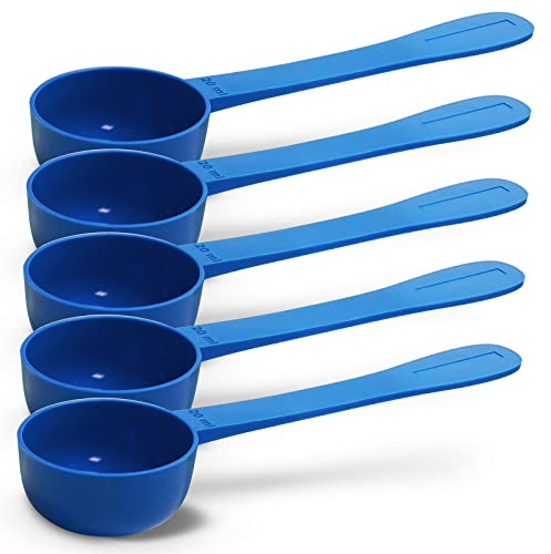 REGEN Lot de 5 cuillères doseuses réutilisables en plastique à long manche 20 ml | Idéales pour les liquides, les poudres, les granulés, la maison, la cuisine, la restauration, les soins de santé,