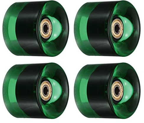 PATIKIL 4 Stück 60mm Longboard Rollen mit Lager ABEC-11 Skateboard Rad Straße Rollen für Skateboards Cruiser Räder Ersatz 80A Klar Grün Goldton