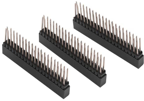 3pcs 2x20 Pin Header Black Female Socket Connector Plastic 2.54mm Pitch PCB Mount for Integrated Circuit RPi Computer Breadboard