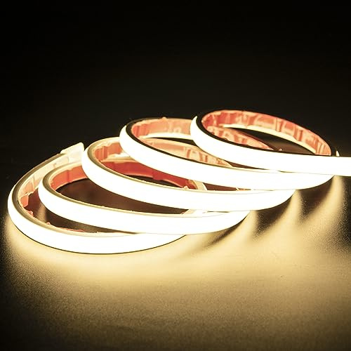pcning 1M Tira LED COB Adhesiva Directa 220V Sin Transformador IP67 Impermeable Strip Light Blanco 4000K, 1 Metro Tiras LED Para Interior Exterior (Blanco, 1)