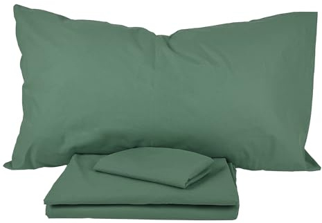 PASSION Completo letto, set lenzuola, Materiale 100% Puro Cotone, Lenzuola sopra, Lenzuolo sotto e 2 Federe da Letto, Biancheria da Letto Tinta Unita, Made in italy (Matrimoniale, Smeraldo)