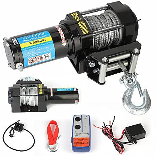 Dhouse Elektrisch Seilwinde 1818Kg Seilhebezug 15m Seilwinde Elektrisch Motorwinde mit Kabelfernbedienung Drallfreiem Drahtseil Not-Ausschalter Automatische Bremse und Endabschaltung