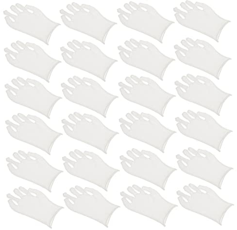Hemobllo 12paar Widerstandsfähige Baumwollhandschuhe Weiß Für Arbeit Garten Und Dicke Bequeme Mehrweg-etikettenhandschuhe Für Und Sauberkeit