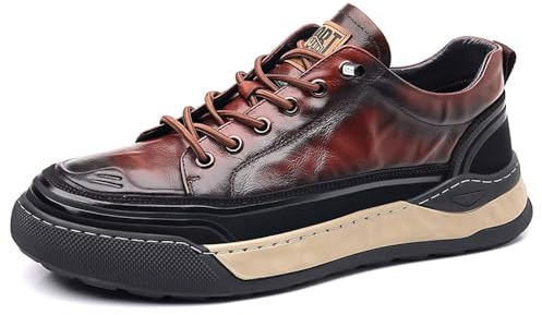 Tenis deportivos de piel auténtica para hombre, zapatos casuales con plataforma para aumentar la altura