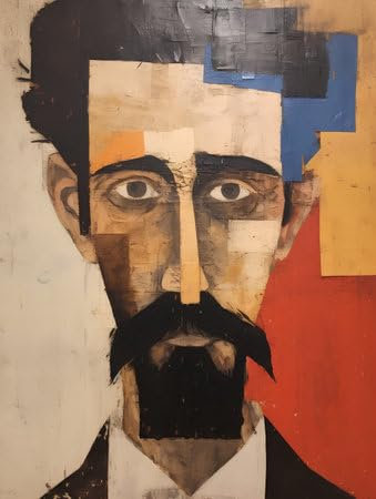 adrium Acryl-Bild 50 x 70 cm: Porträt eines Mannes mit Schnurrbart und bemaltem Gesicht. (212493414)