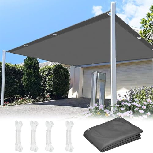 Vela Ombreggiante Quadrata 5 x 6.5 m Protezione Raggi UV 98% Telo Ombreggiante Impermeabile con Corda di Fissaggio per Giardino, Balcone, Terrazza, Grigio Scuro