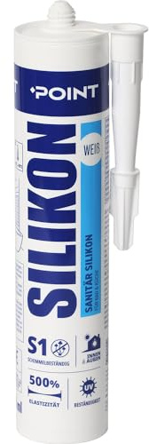 Silikon Bad Dichtmasse POINT Professionelles Silikon 300 ml. Weiß Wasserdichtes Sanitärsilikon