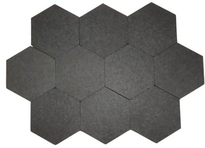 DEWEPRO Noiseflex Conso Akustikplatte – 10 Stück Hexagon Schallabsorber in Schwarz (29x2,5 cm) – Effektive Schalldämmung – Nachhaltige PET-Materialien – Einfache Montage – Made in Germany