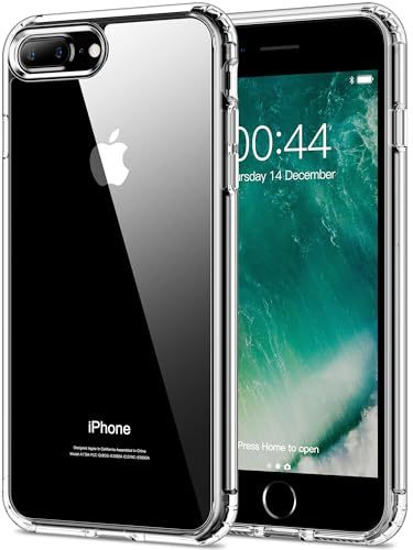 HOOMIL Case for iPhone 7 Plus and iPhone 8 Plus, Anti-Yellowing, Clear | Shockproof & Drop Protection, Scratch Resistant, Wireless Charging Compatible, Transparent Hard Back Phone Cover
