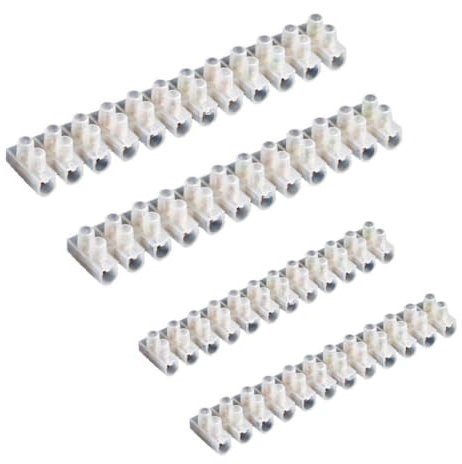 HRLORK 4 Pieces Terminal Block 3A 15A 12 Way Electrical Connector Block Strip Dual Rows Screw Terminal Strip for Connecting Wire Cable