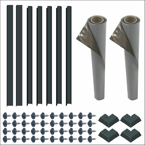 Komplett-Sets Dachabdichtung 6-20m² | Dachfolie KSK Bitumen Dachbahn | Randprofile + Rinneneinhang + Schrauben | Alu Anthrazit (Komplett-Set bis 6m²)