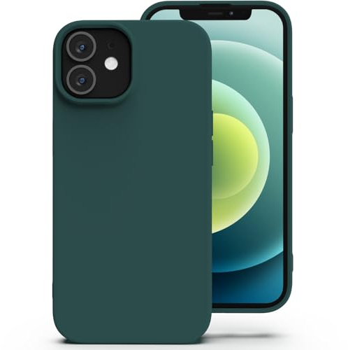 Zuvirelx Silikon Handyhülle für iPhone 12/12 Pro Hülle, Weiches Griff, Dünne, Minimalistisch, Stoßfest, rutschfest, Taschenpassend - Tiefgrün