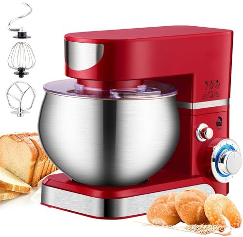 DISHENGZHEN Batteur sur Socle, mélangeur de pâte électrique 1000 W, mélangeur de Cuisine, Grand mélangeur Alimentaire de 5,5 QT avec Crochets pétrisseurs, batteurs Plats, Fouet métallique, 6 vitess