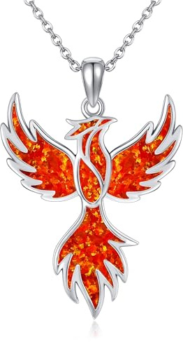 URONE Silber 925 Opal Kette Phönix/Schmetterling/Elefant Anhänger Halskette Tier Schmuck Geschenke für Damen