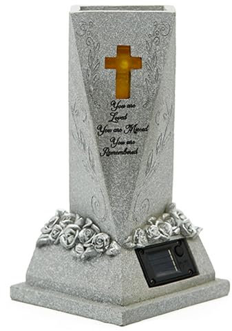 demaxiyad Friedhofsvase für Grabdekorationen, Friedhofsvase mit Solarlampe - LED Friedhofsgrabvase - Mehrzweck-Dekorationswerkzeug für Garten, Rasen, Hof und Friedhof