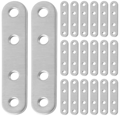20 staffe in metallo per legno, staffe piatte per legno, piastre di giunzione per legno bianco, staffe per dormire, piastre di riparazione, staffe piatte dritte, piastra di fissaggio in metallo,