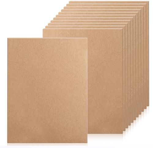 AHAQU 12 pannelli in legno MDF spesso 6 mm, per progetti fai da te, 35,6 x 28 cm, fogli vuoti in MDF per pittura, modellazione, incisione, traforo