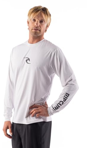 Langärmeliger Rashguard – UPF 50+ Sonnenschutz, Surf-Shirt, lockere Passform, Weiss/opulenter Garten, XL