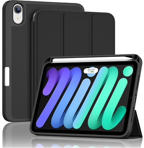 ProCase Case for iPad Mini 7 A17 Pro 2024 / iPad Mini 6 2021, 8.3 Inch iPad Mini 7th/6th Gen Protective Case, Smart Case Cover for iPad Mini 7/6 8.3 Inch - Black