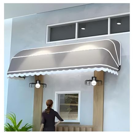 Gebogene einziehbare Markise für Türen und Fenster, anpassbare Größe und Farbe, Outdoor-Gartenüberdachung mit Teleskop-Design, Grau, 90 x 30 x 30 cm