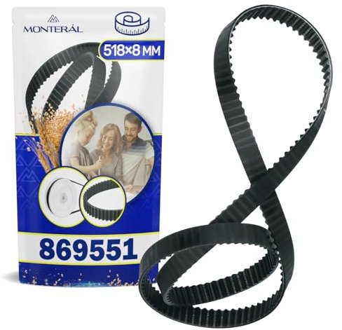 MONTERAL Correa Dentada para Panificadora 518x8 mm con Código Original 869551 para Unold - Garantía de 10 Años