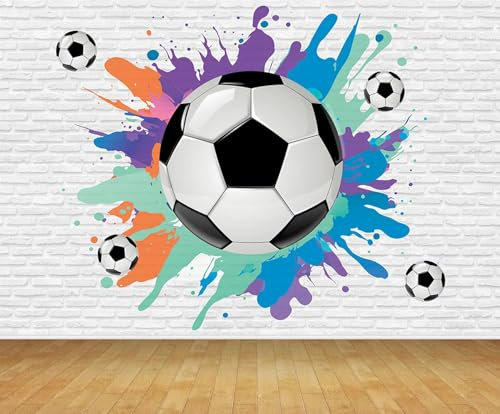 Chicbanners Soccer Football Foot Ball Wallpaper Self Adhesive Vinyl 2m high x 2.7m Wide Peel and Stick V44