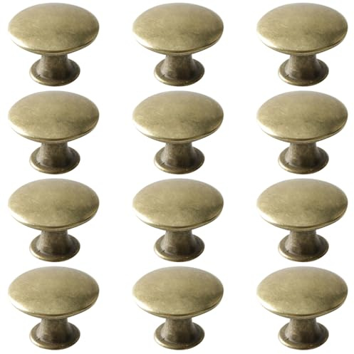 SingPai 12 Stück Vintage Schrankknäufe, 30mm Schrankknöpfe mit Schrauben für Schublade, Schrank, Möbel, Küchenschränke, Kleiderschrank (Messing)