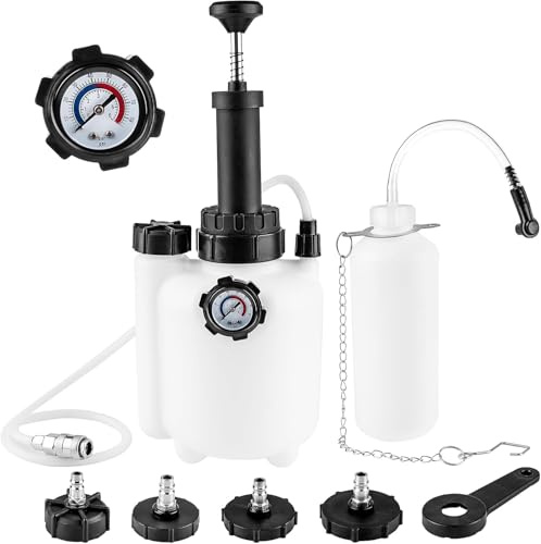 MoEnergy 3L Manual Brake Bleeder Kit, One Person Brake Bleed Vacuum Pump with 1L Brake Fluid Bleed Bottle and 4 Master Cylinder Adapters, Suitable for Most Vehicles
